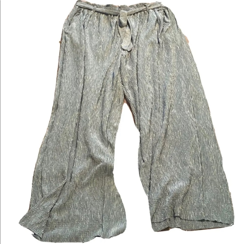 Luluroe dianne blue pants disco vintage style crinkle cute NWT